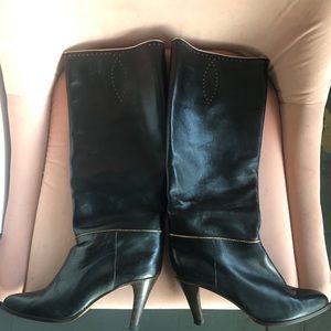 Vintage Italian black leather boots.